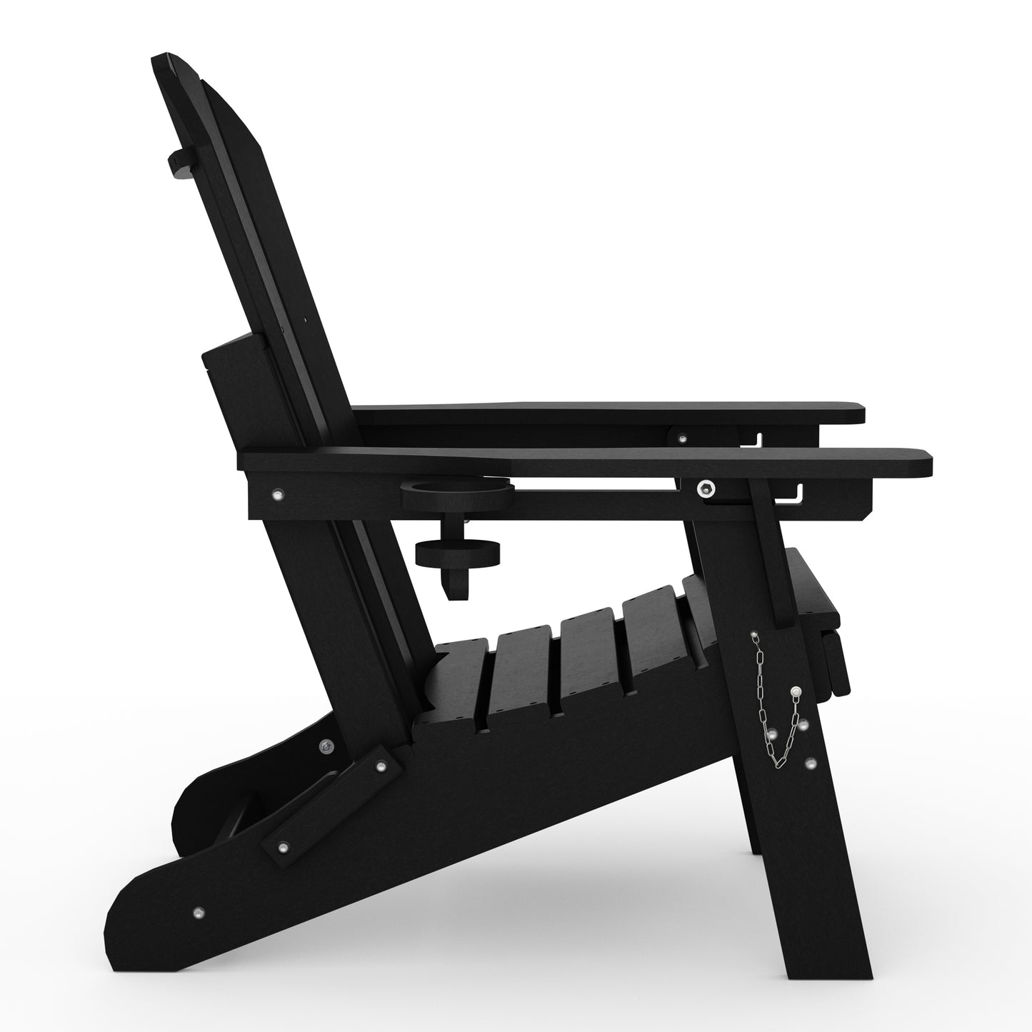 Chatham Folding Adjustable Adirondack Chair with Cup Holder and Hideaway Ottoman Black Seahawk Designs Adirondack Chairs