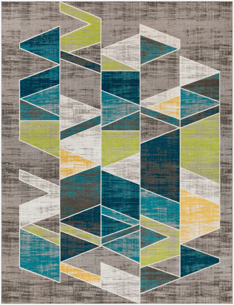 Rafetus Machine Woven Rug — Charcoal/Deep Teal