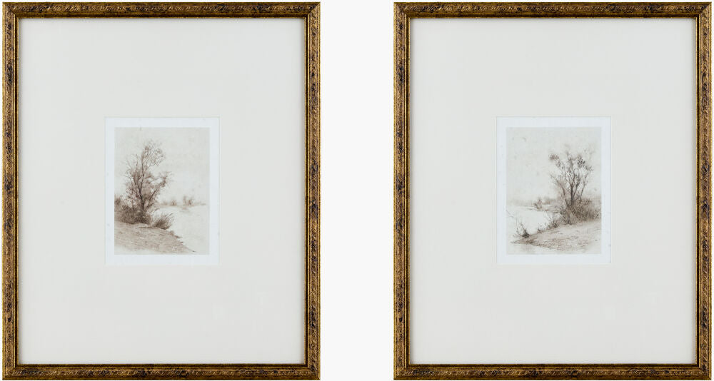 Evening Framed Art — Brown/Metallic - Gold