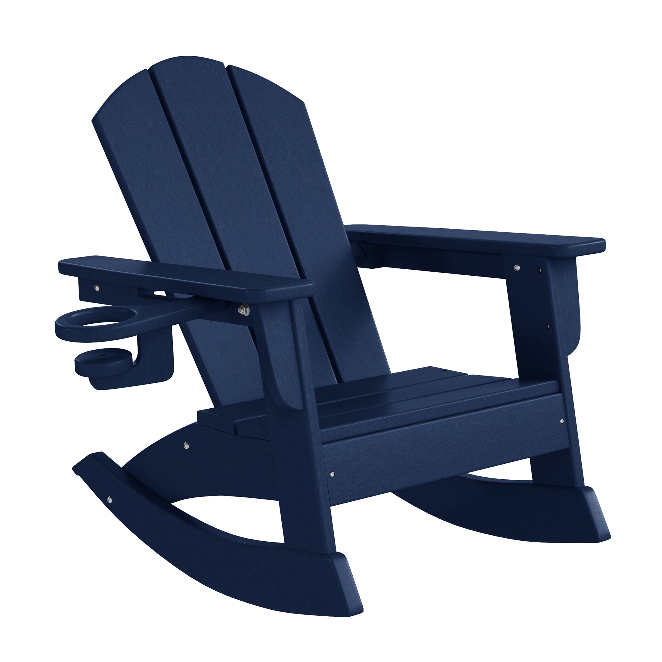 Tiny Terraces Kids Adirondack Rocking Chair with Cup Holder (Set of 2) Navy Blue Seahawk Designs Kids Patio Rocking Chairs