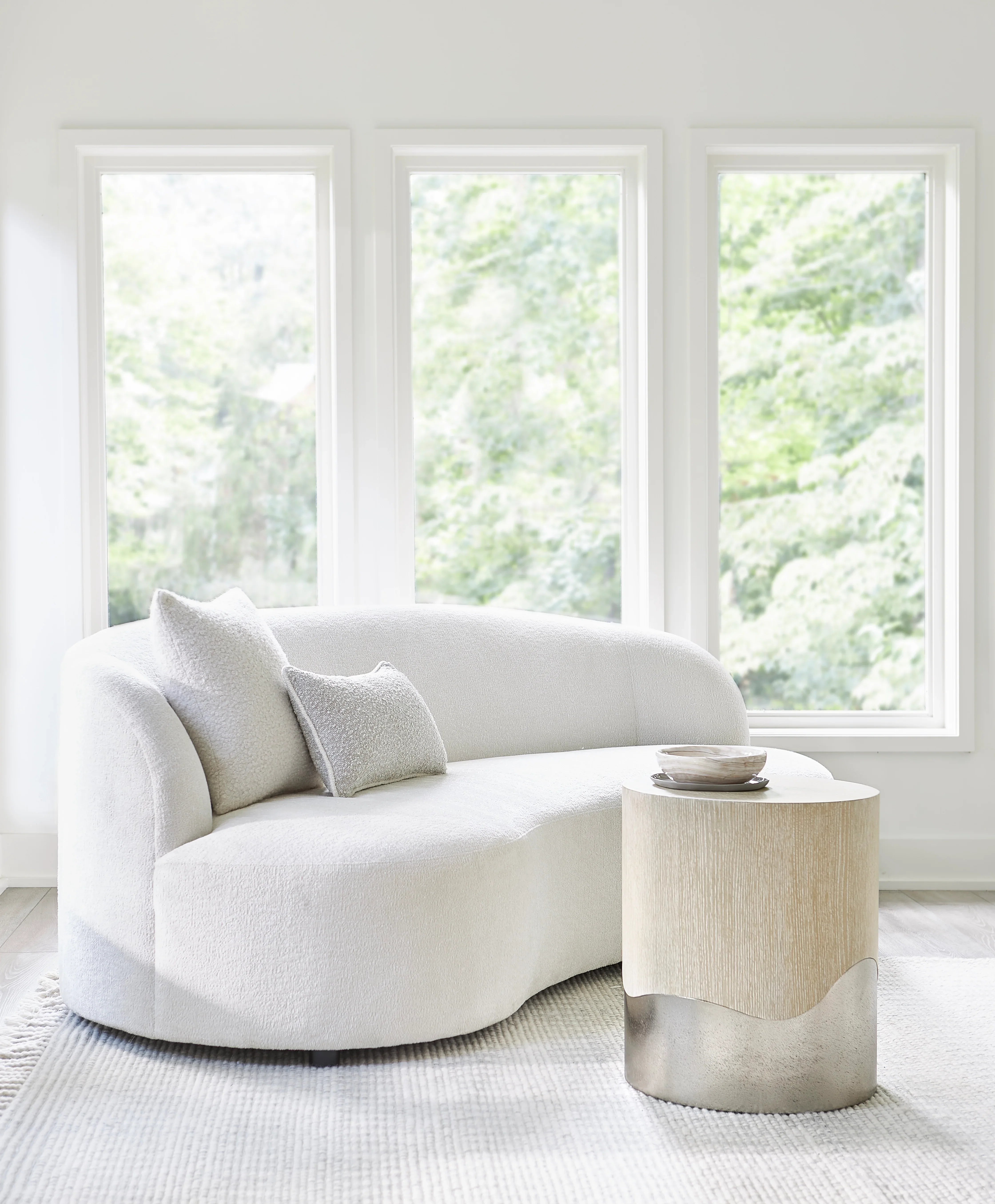 Bernhardt Solaria Accent Table — Cast Aluminum Waves, White Oak Bernhardt End Table