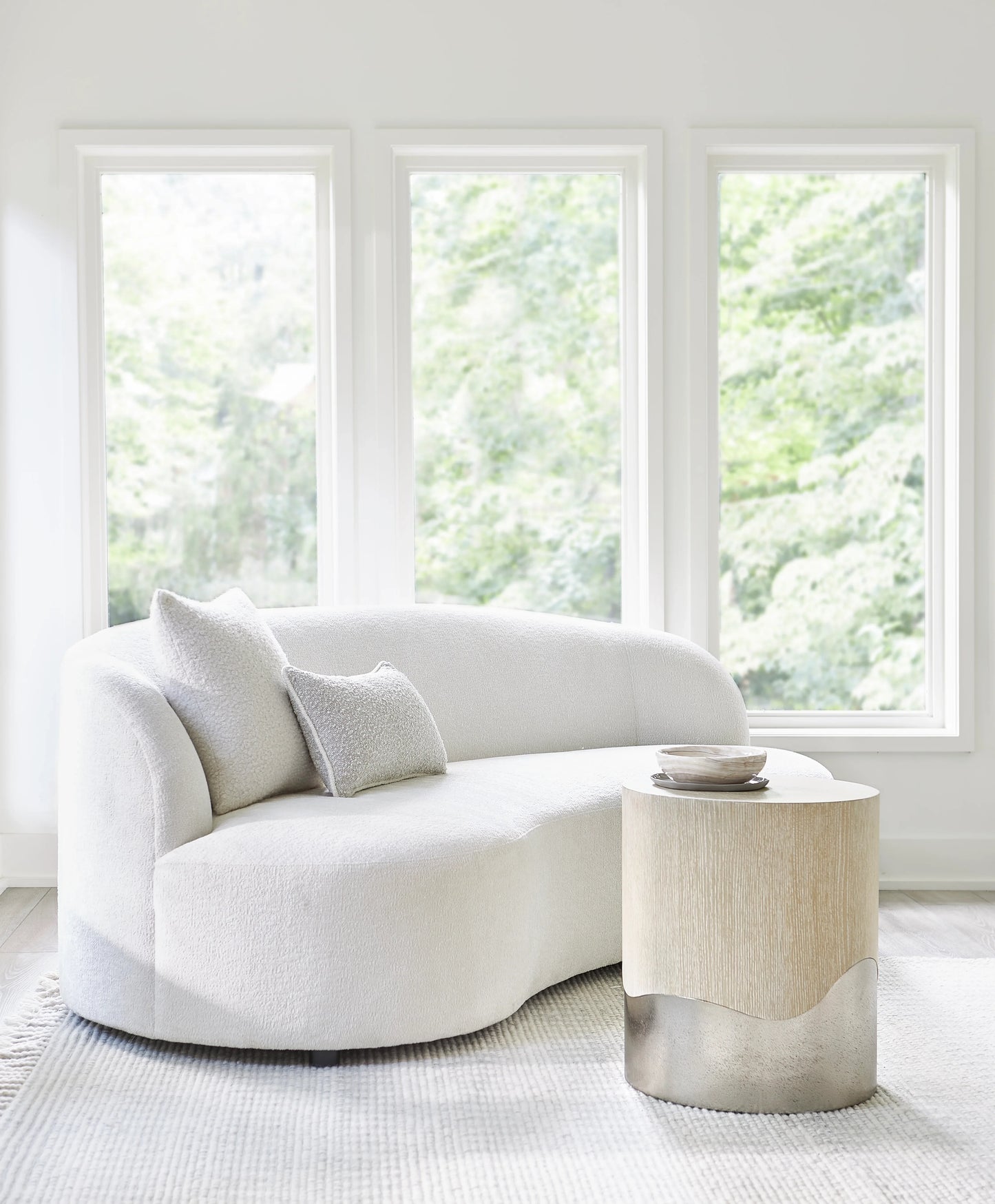 Bernhardt Solaria Accent Table — Cast Aluminum Waves, White Oak Bernhardt End Table
