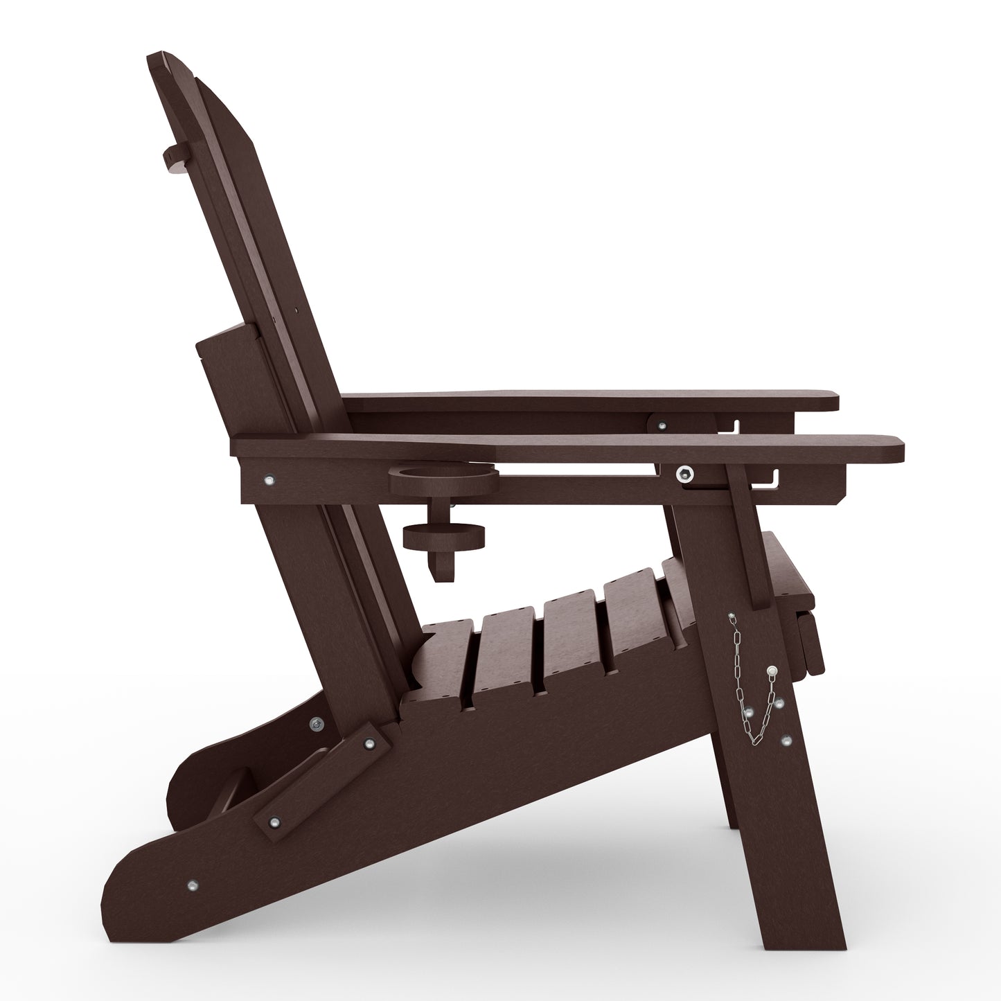 Chatham Folding Adjustable Adirondack Chair with Cup Holder and Hideaway Ottoman Dark Brown Seahawk Designs Adirondack Chairs