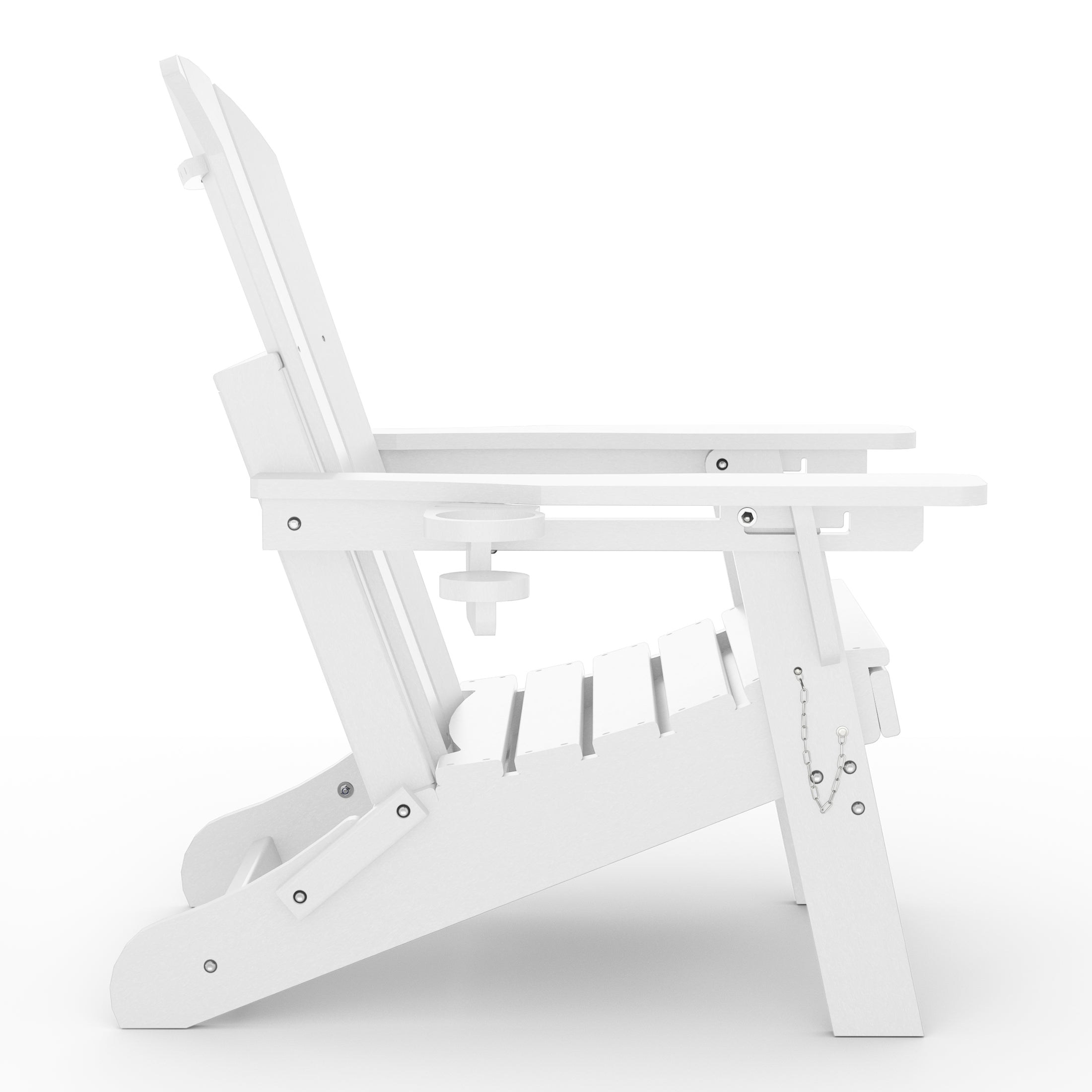 Chatham Folding Adjustable Adirondack Chair with Cup Holder and Hideaway Ottoman White Seahawk Designs Adirondack Chairs