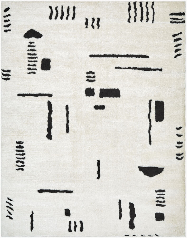 Freud Machine Woven Rug — Black/Ivory