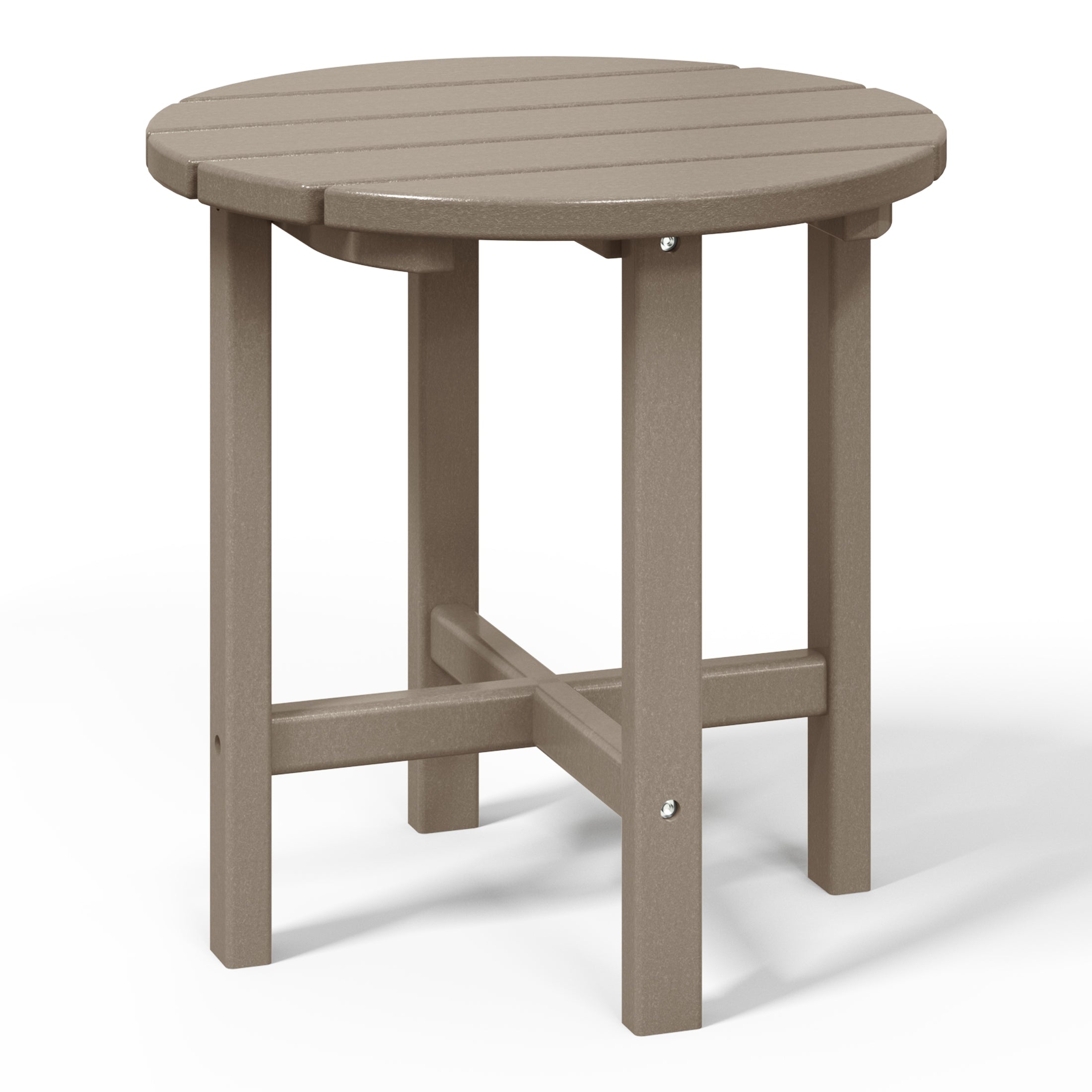 Tuscany All-Weather Outdoor Round Side Table (18" Height) Weathered Wood Seahawk Designs Patio Side Tables