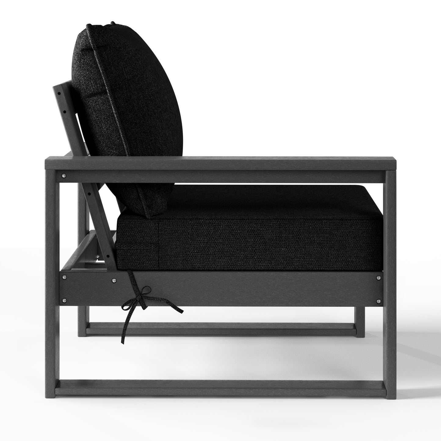 Signature All-Weather Outdoor Modular Patio Deep Seating Left Arm Chair (Left Arm Sectional Seat) Gray Black Seahawk Designs Patio Chairs