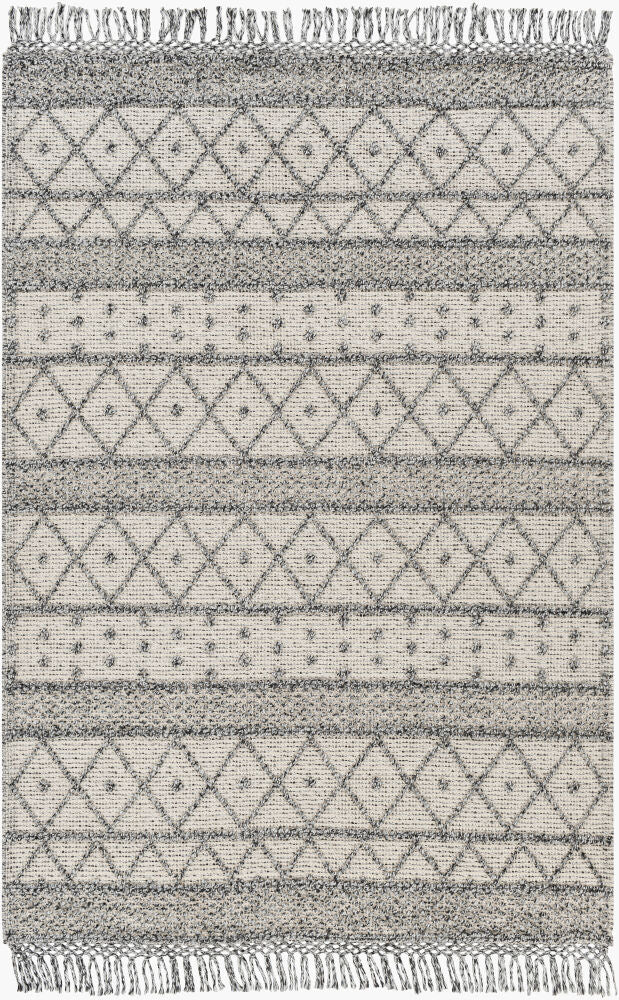 Fleur Handmade Rug — Charcoal/Off-White