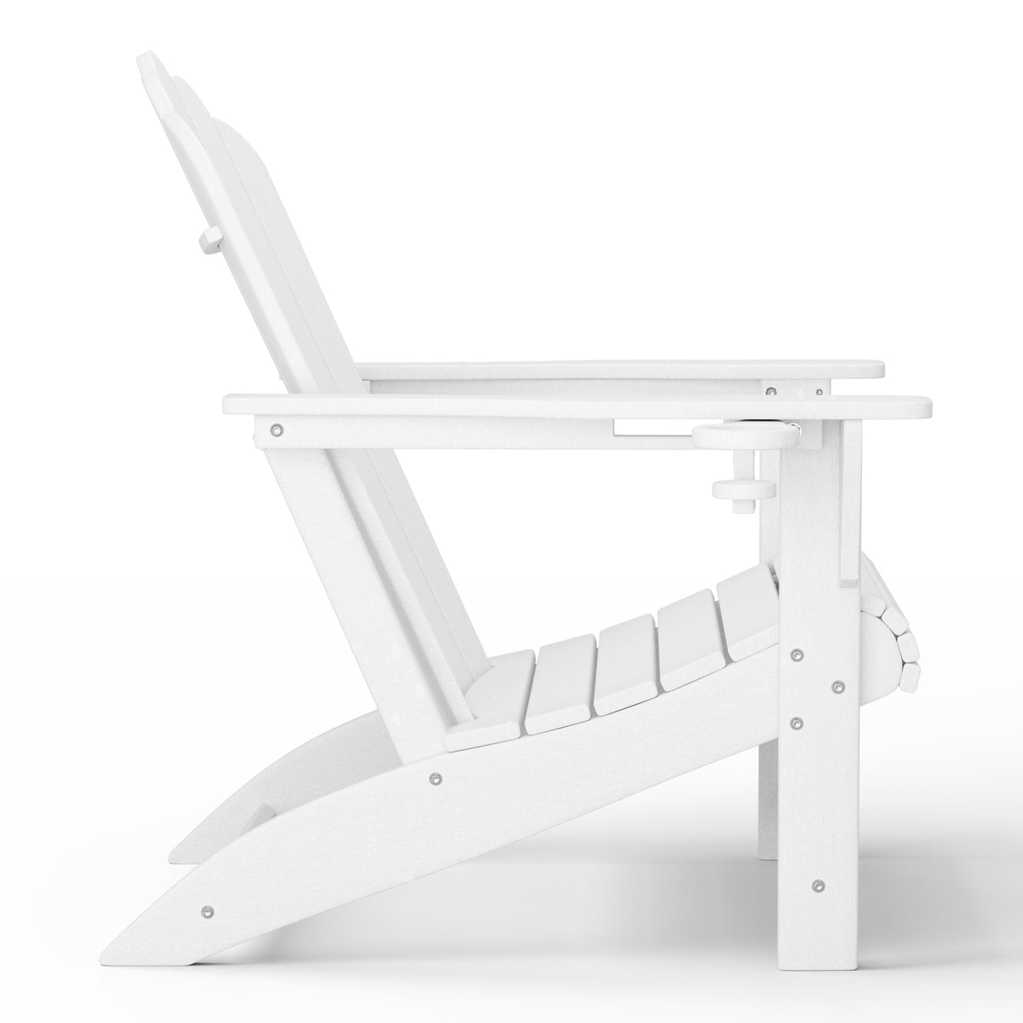 Tahoe All-Weather Outdoor Poly Adirondack Chair with Retractable Cup Holder White Seahawk Designs Adirondack Chairs