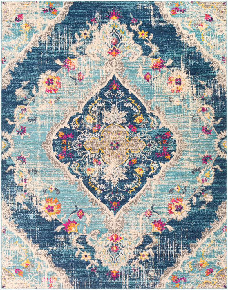 Floransa Machine Woven Rug — Burnt Orange/Fuchsia