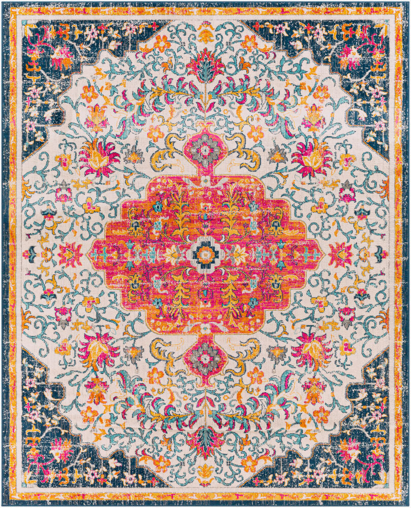 Floransa Machine Woven Rug — Burnt Orange/Fuchsia