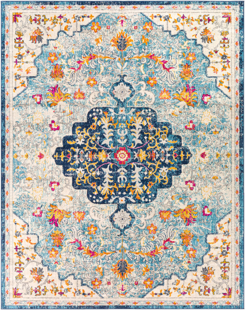 Floransa Machine Woven Rug — Burnt Orange/Fuchsia