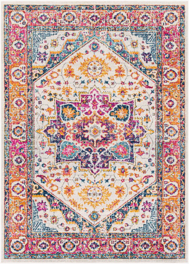 Floransa Machine Woven Rug — Burnt Orange/Fuchsia