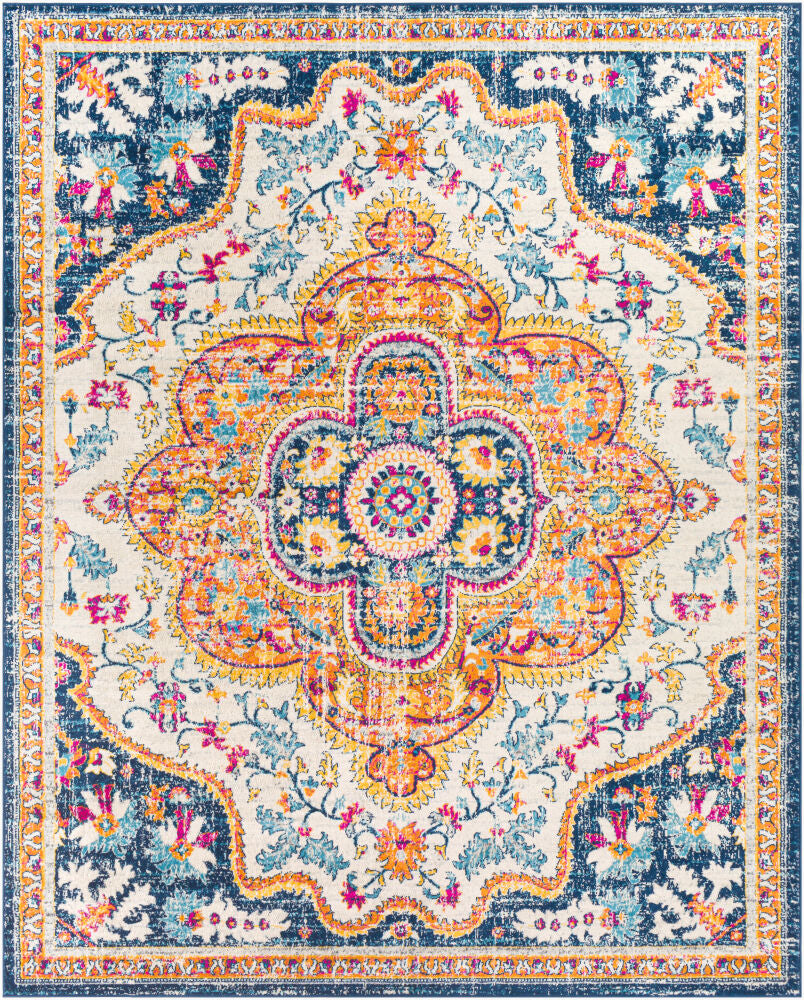 Floransa Machine Woven Rug — Burnt Orange/Fuchsia
