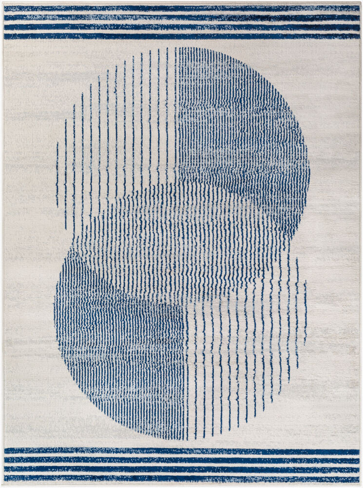 Floransa Machine Woven Rug — Cream/Dark Blue