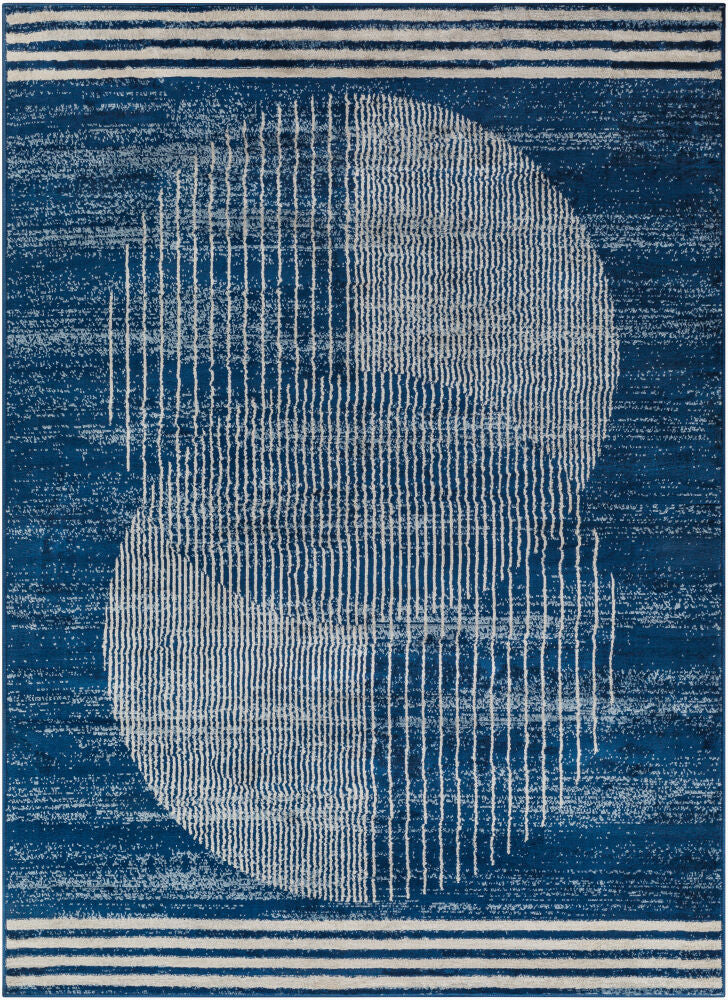 Floransa Machine Woven Rug — Cream/Dark Blue