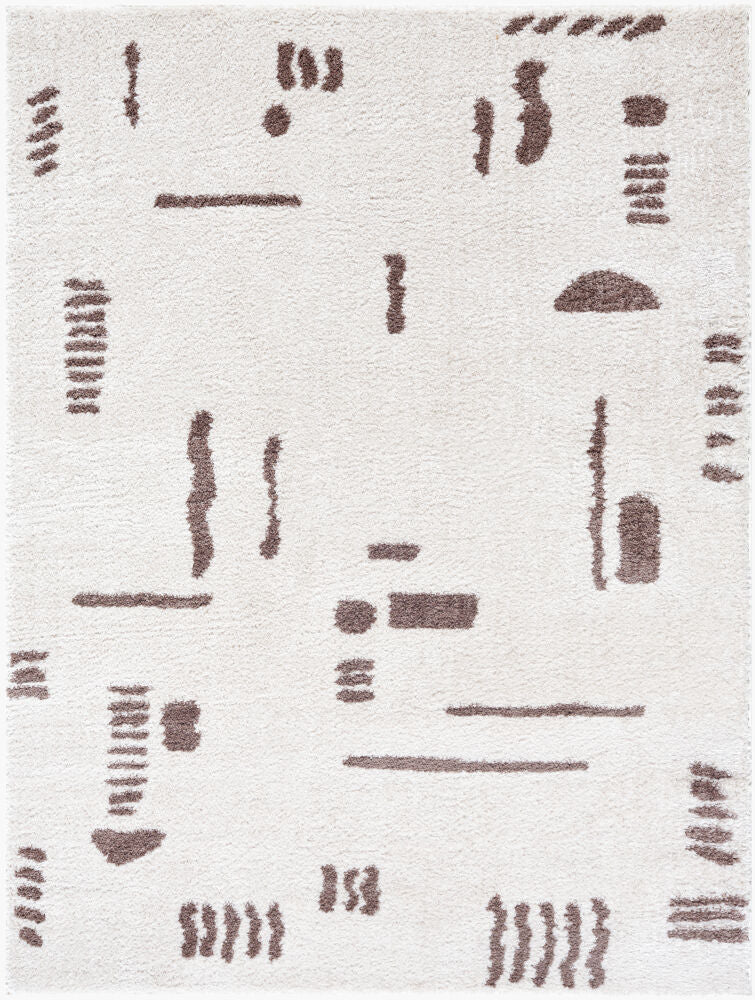 Fossay Shag Machine Woven Rug — Dark Brown/Light Beige