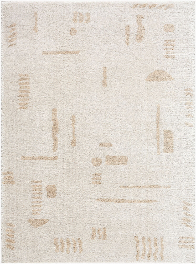 Fossay Shag Machine Woven Rug — Beige/Light Beige