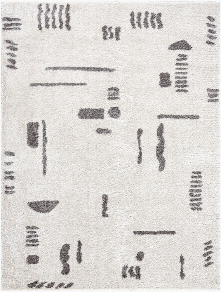 Fossay Shag Machine Woven Rug — Charcoal/Light Beige