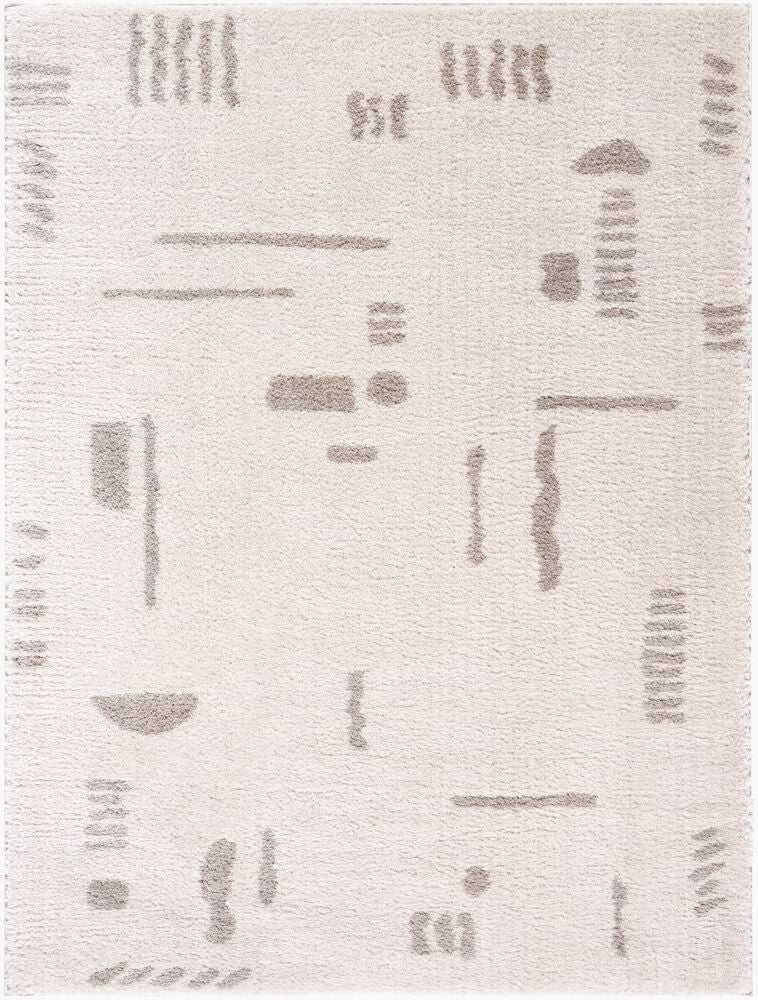 Fossay Shag Machine Woven Rug — Light Beige/Medium Gray