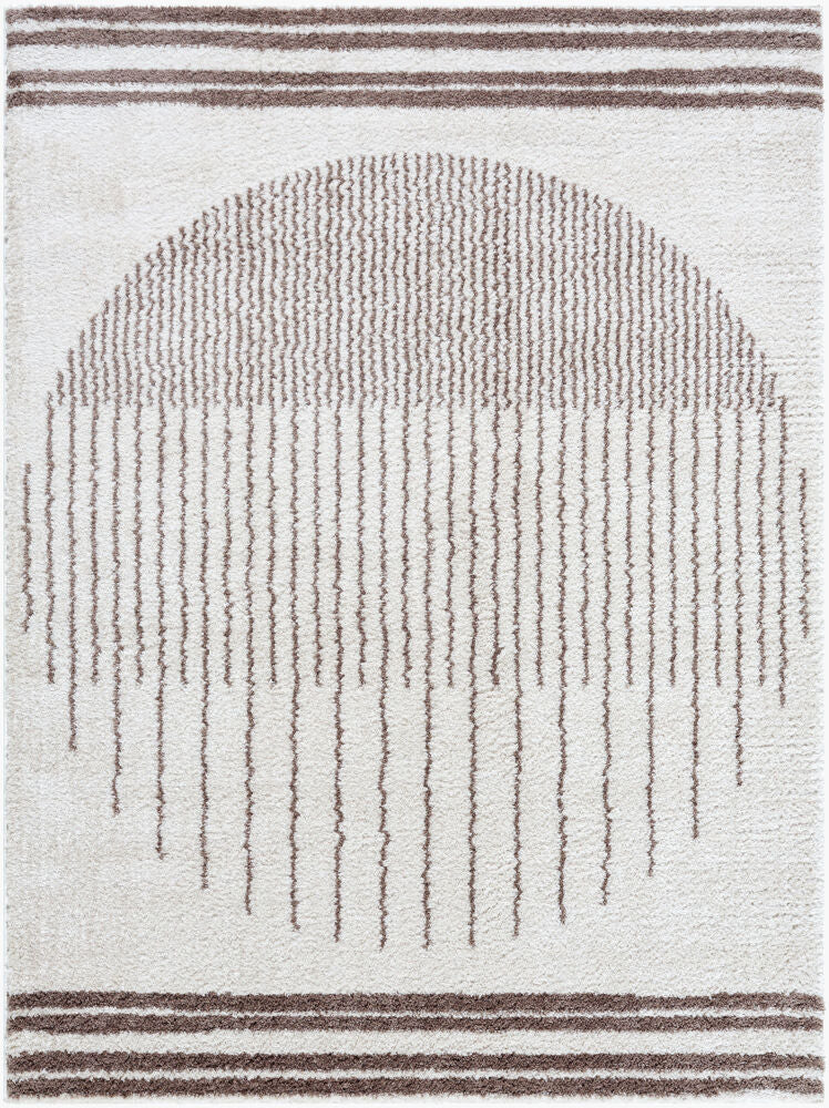 Fossay Shag Machine Woven Rug — Dark Brown/Light Beige