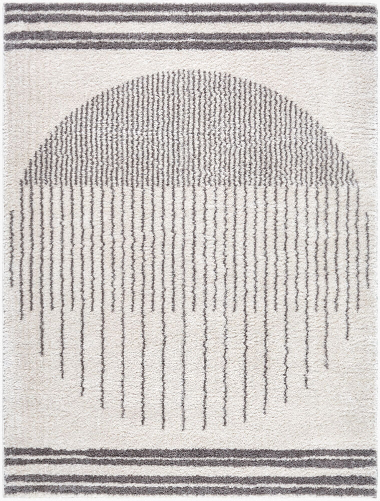 Fossay Shag Machine Woven Rug — Charcoal/Light Beige