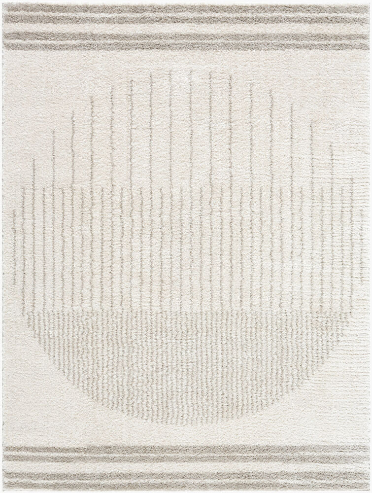 Fossay Shag Machine Woven Rug — Light Beige/Medium Gray