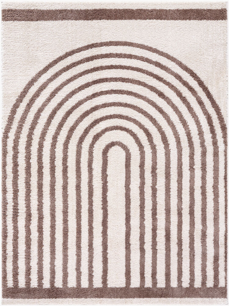 Fossay Shag Machine Woven Rug — Dark Brown/Light Beige