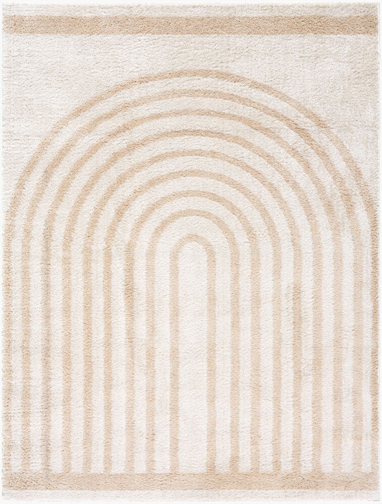 Fossay Shag Machine Woven Rug — Beige/Light Beige