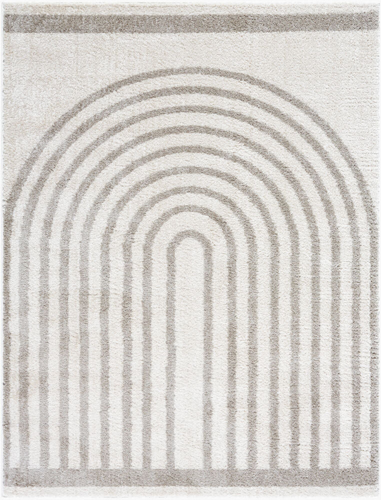 Fossay Shag Machine Woven Rug — Light Beige/Medium Gray