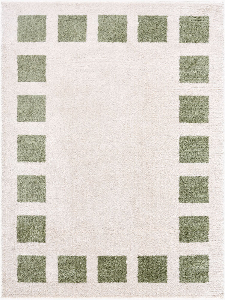 Fossay Shag Machine Woven Rug — Grass Green/Light Beige