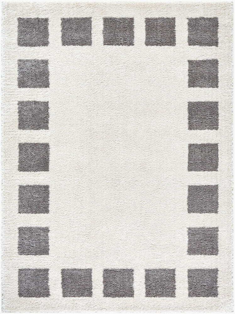 Fossay Shag Machine Woven Rug — Charcoal/Light Beige