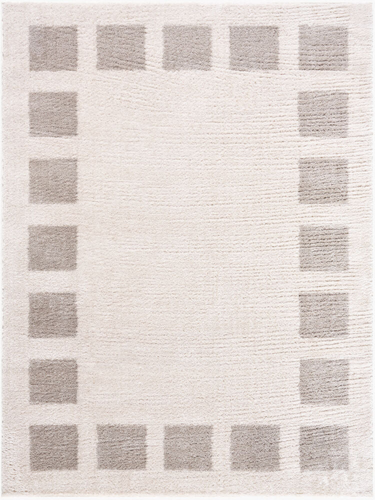 Fossay Shag Machine Woven Rug — Light Beige/Medium Gray