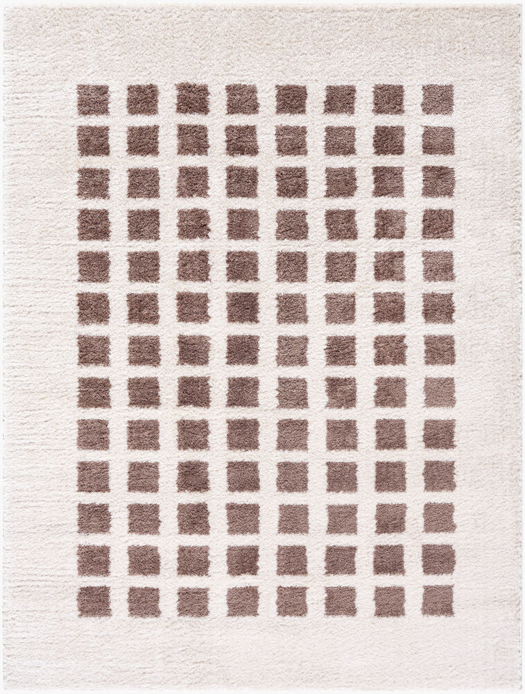 Fossay Shag Machine Woven Rug — Dark Brown/Light Beige