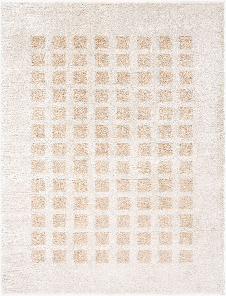 Fossay Shag Machine Woven Rug — Beige/Light Beige