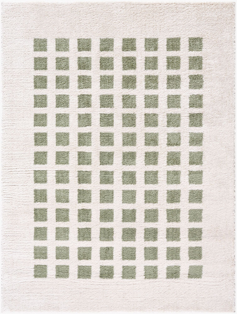 Fossay Shag Machine Woven Rug — Grass Green/Light Beige