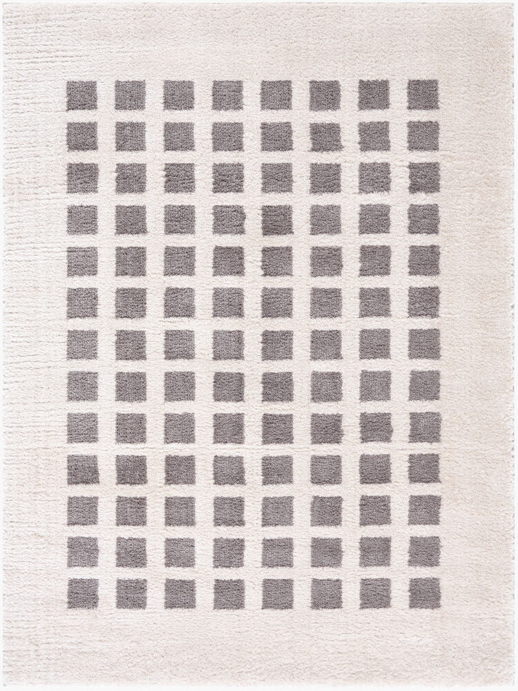 Fossay Shag Machine Woven Rug — Charcoal/Light Beige