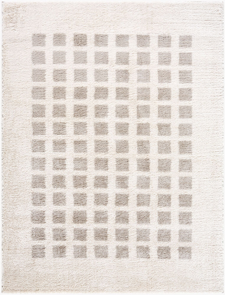 Fossay Shag Machine Woven Rug — Light Beige/Medium Gray