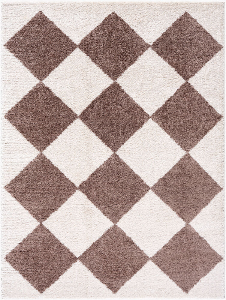 Fossay Shag Machine Woven Rug — Dark Brown/Light Beige