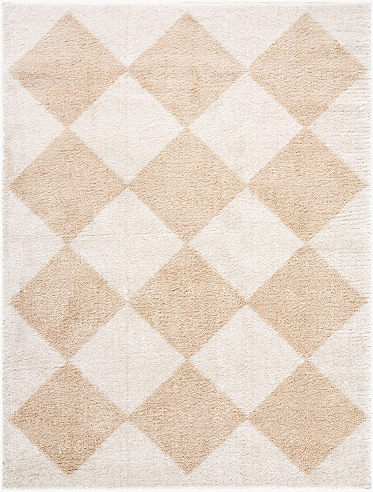 Fossay Shag Machine Woven Rug — Beige/Light Beige