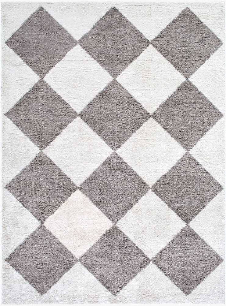 Fossay Shag Machine Woven Rug — Charcoal/Light Beige