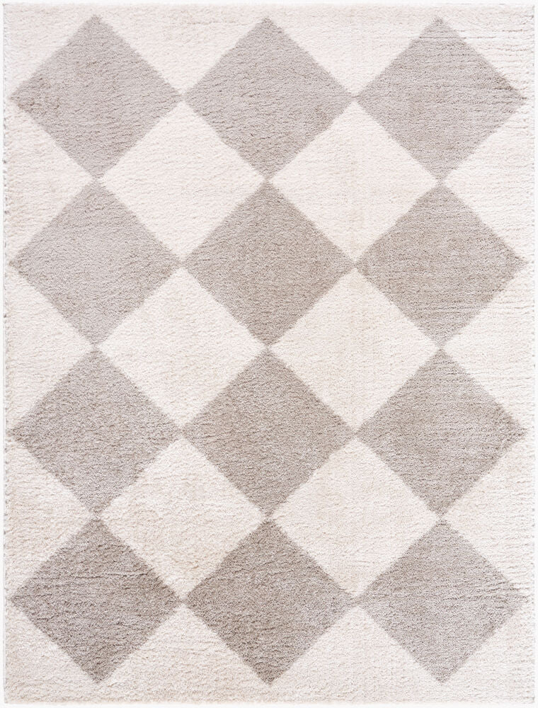 Fossay Shag Machine Woven Rug — Light Beige/Medium Gray