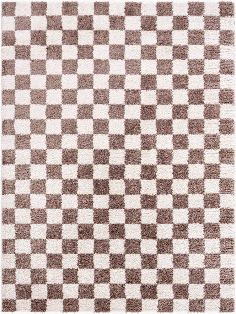 Fossay Shag Machine Woven Rug — Dark Brown/Light Beige