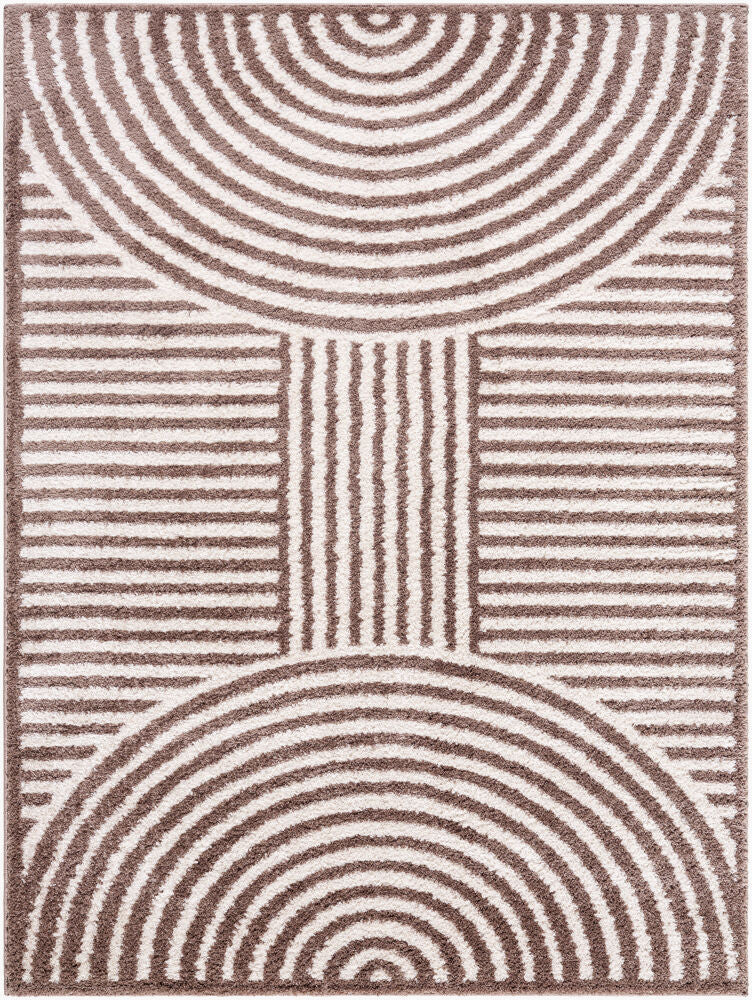 Fossay Shag Machine Woven Rug — Dark Brown/Light Beige
