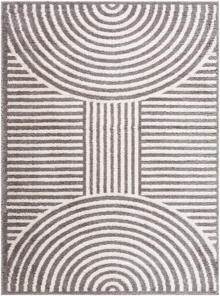 Fossay Shag Machine Woven Rug — Charcoal/Light Beige