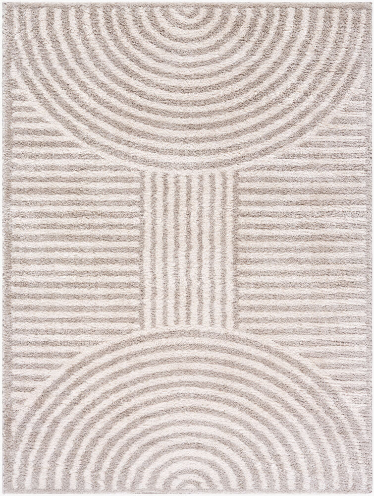 Fossay Shag Machine Woven Rug — Light Beige/Medium Gray
