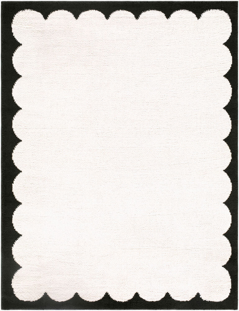 Fossay Shag Machine Woven Rug — Black/Cream