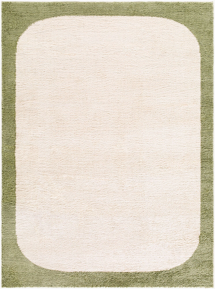 Fossay Shag Machine Woven Rug — Cream/Olive