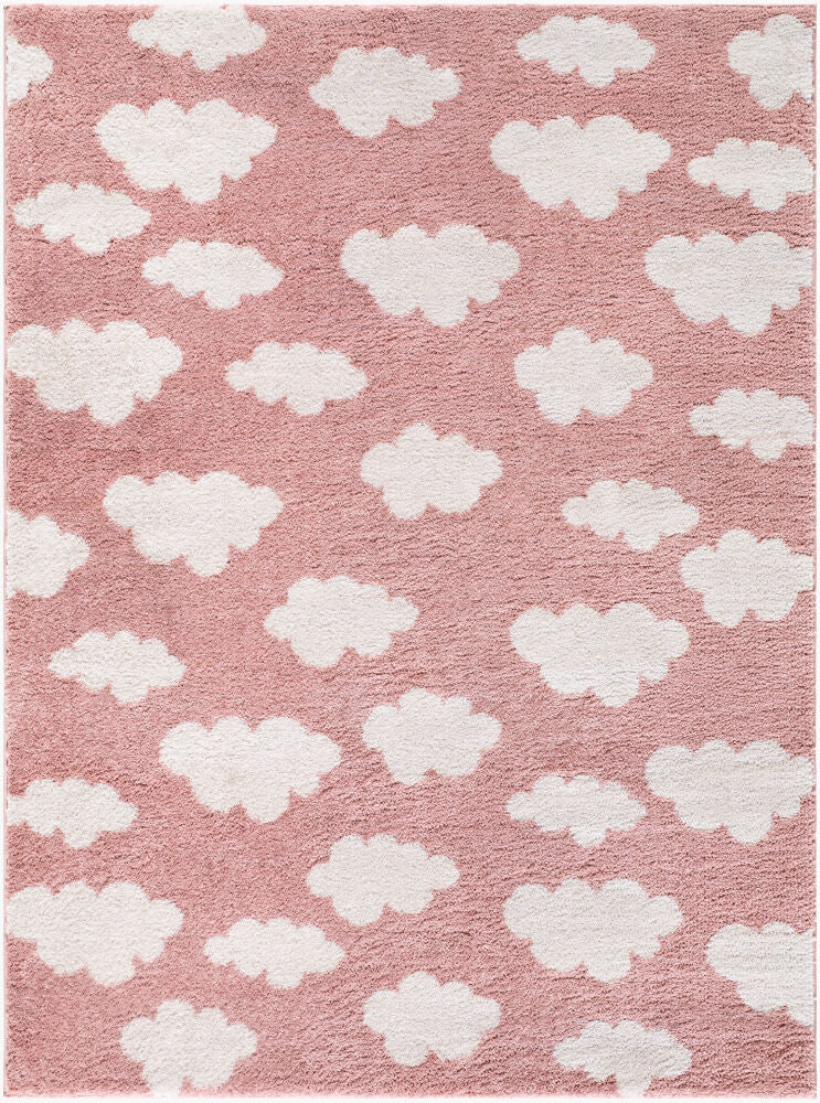 Fossay Shag Machine Woven Rug — Ivory/Rose