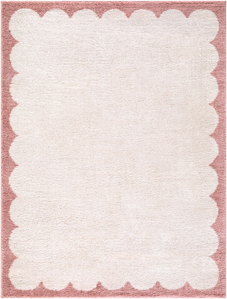 Fossay Shag Machine Woven Rug — Ivory/Rose